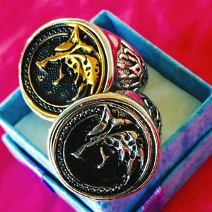 925 sterling silver Howling Wolf Men's ring